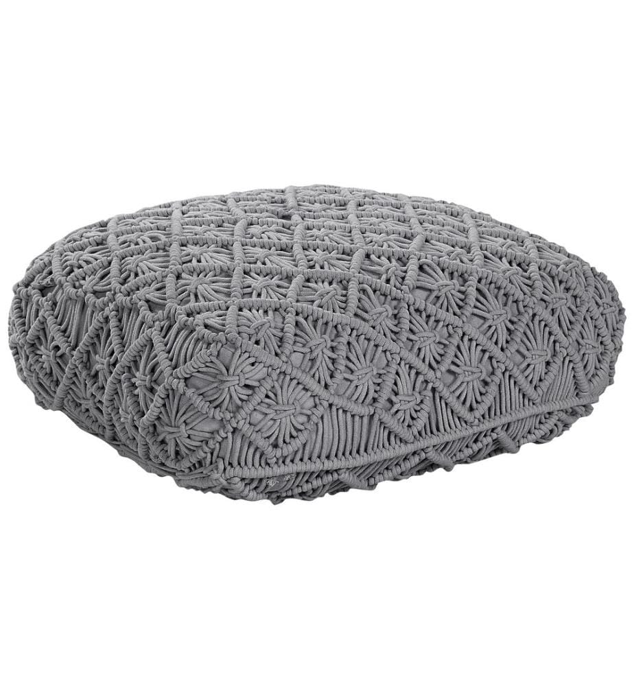 Pouf Macramé BERRECHID Coton Gris