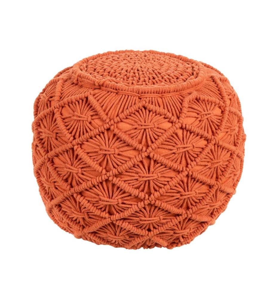 Pouf Macramé BERKANE Coton Orange 40 cm 40 cm 40 cm