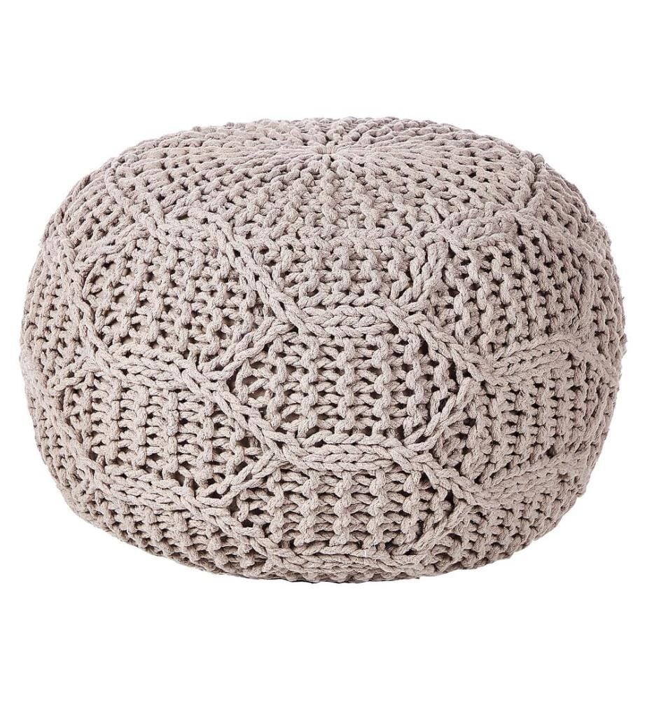 Pouf Macramé TRIMAN Coton Taupe