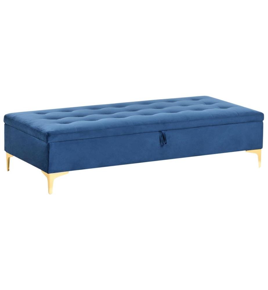 Pouf de rangement ABERDEEN Velours Bleu marine