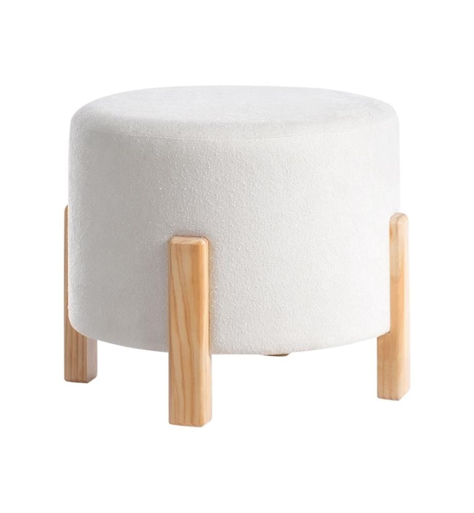 Pouf TERRY Tissu chenille Blanc cassé