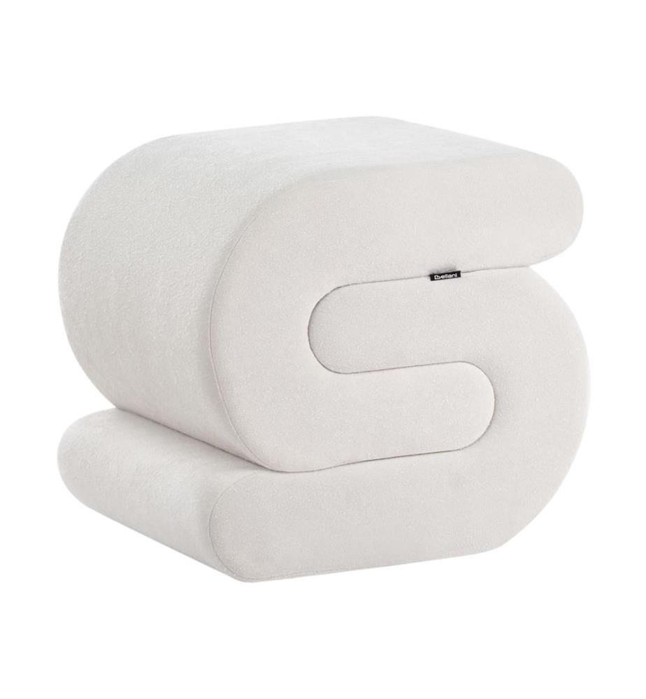 Pouf ARCADIA Tissu chenille Blanc cassé