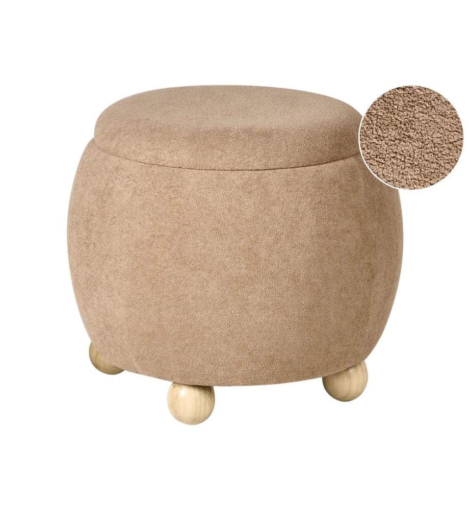 Pouf de rangement ANNABELLA Bouclé Marron clair