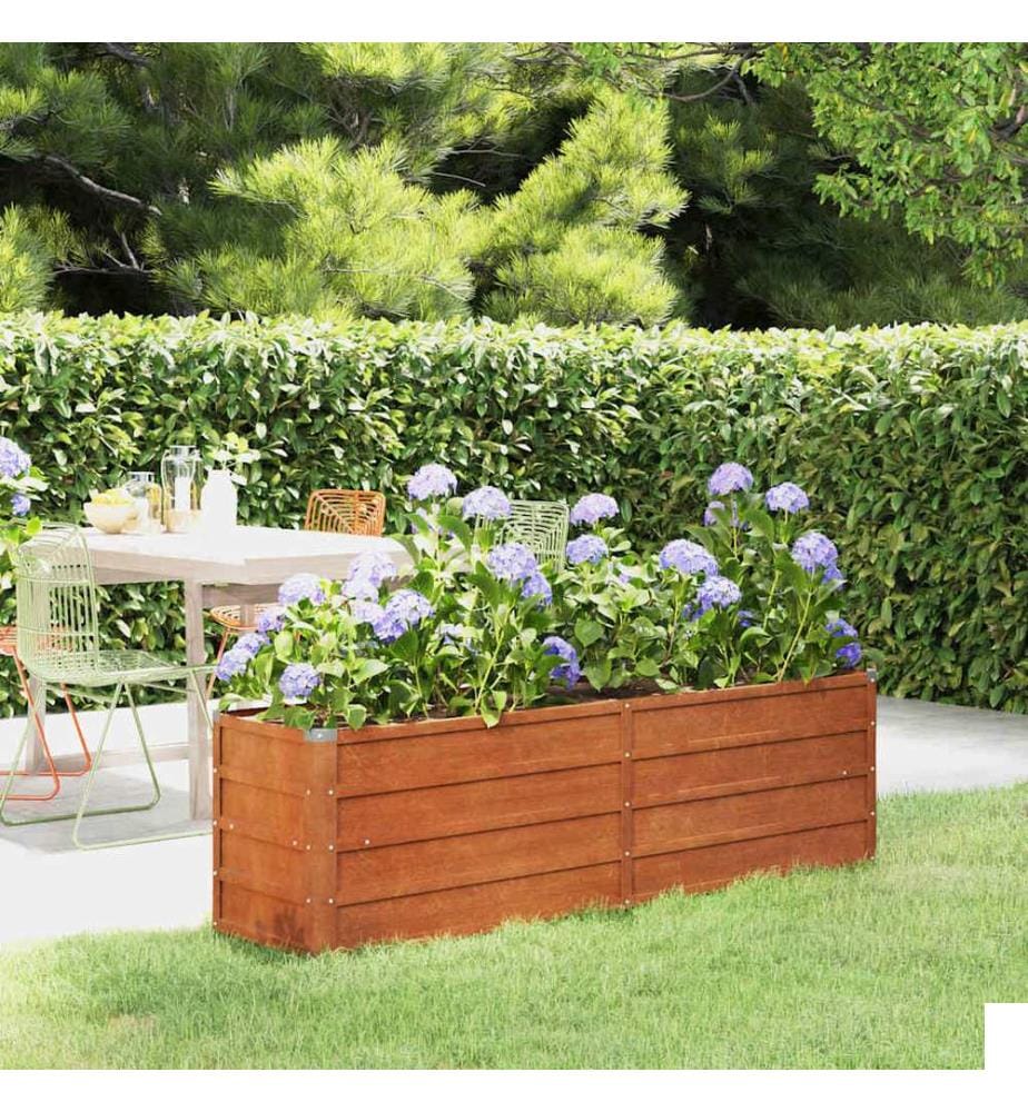 Lit surélevé de jardin rouillé 160x40x45 cm acier corten