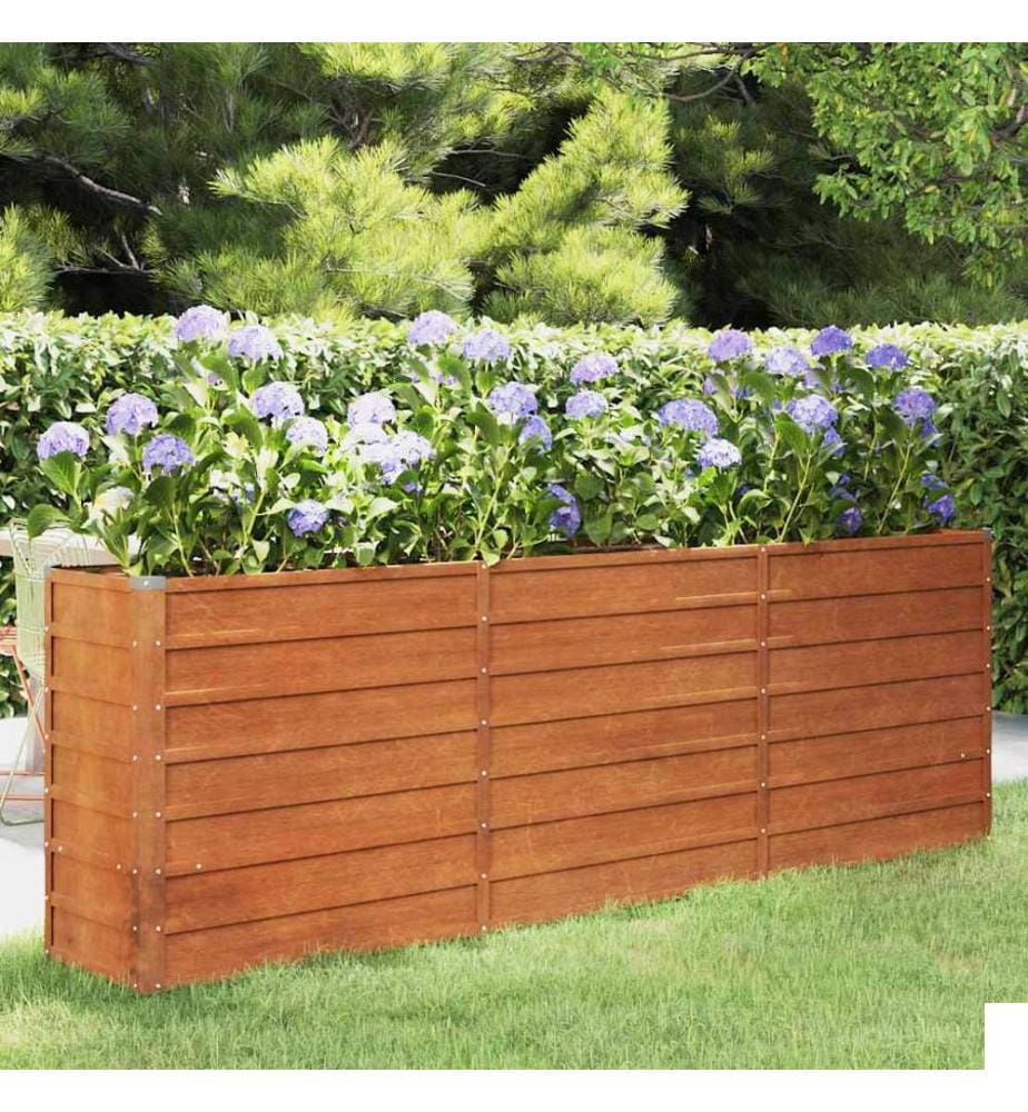 Lit surélevé de jardin rouillé 240x40x77 cm acier corten