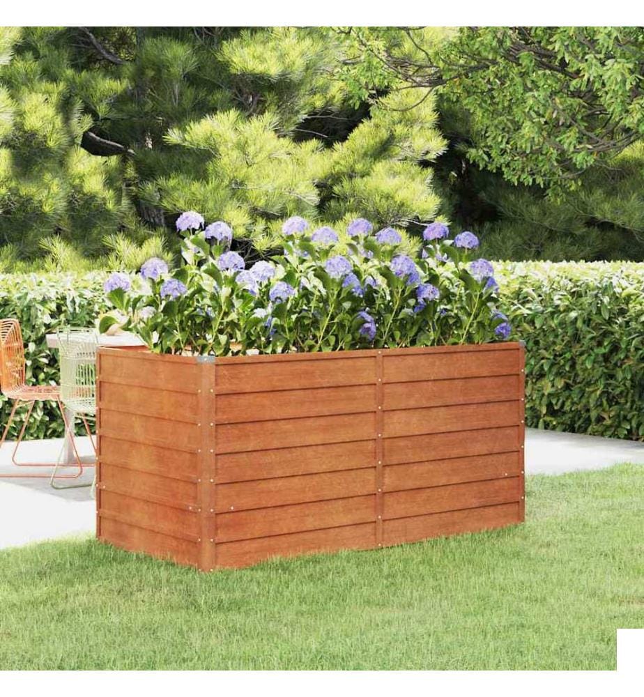 Lit surélevé de jardin rouillé 160x80x77 cm acier corten