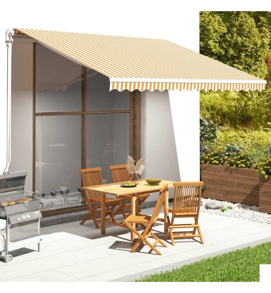 Tissu de remplacement pour auvent Jaune et blanc 4x3,5 m