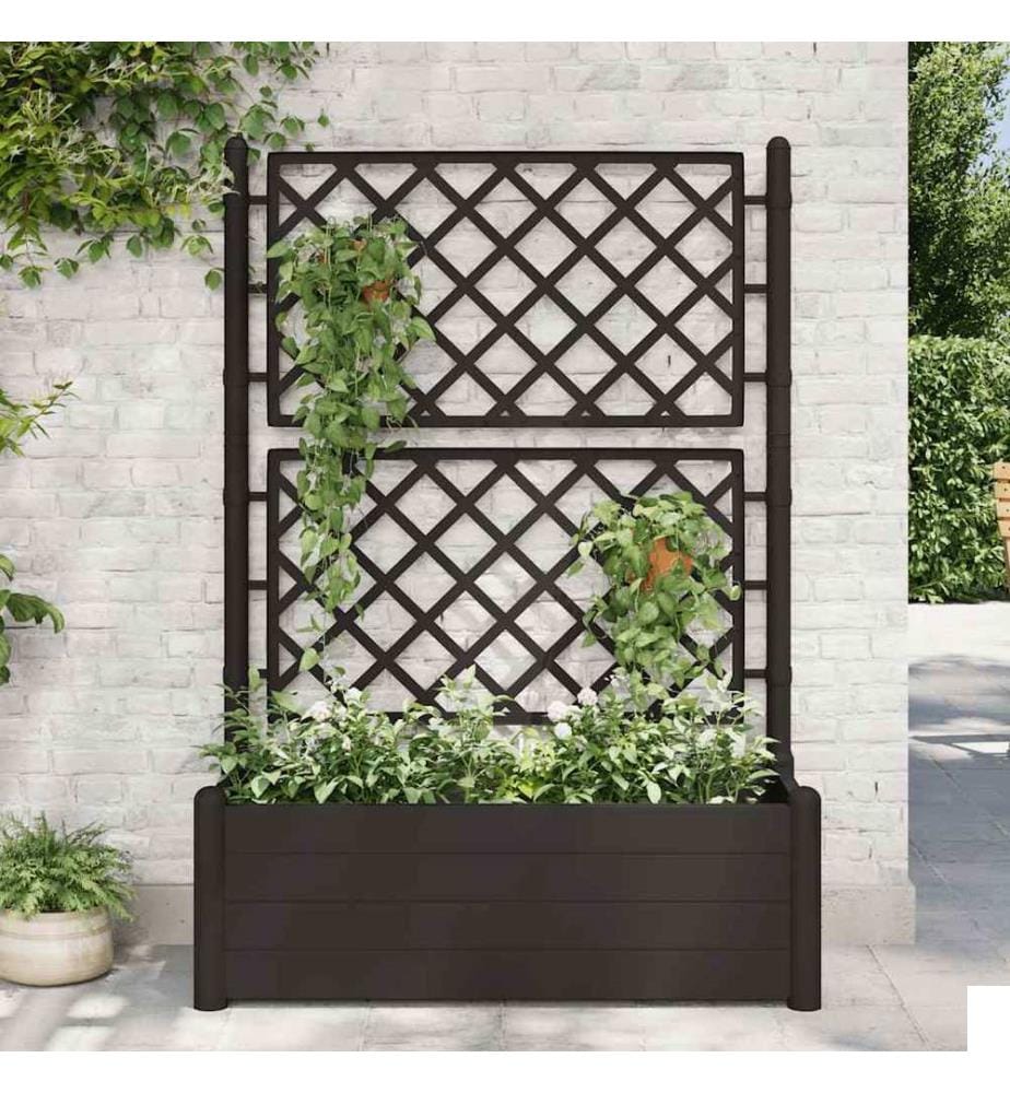 Jardinière avec treillis 100x43x142 cm PP Anthracite
