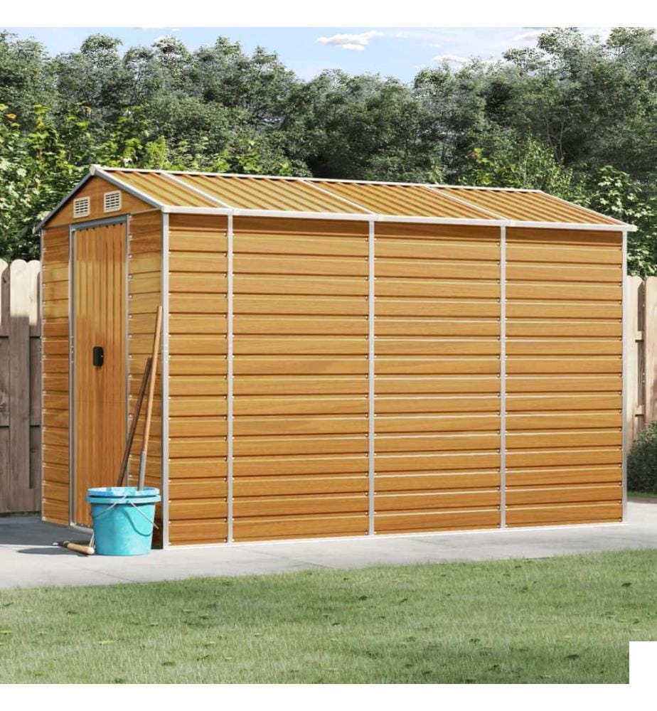 Abri de jardin marron clair 191 x 300 x 198 cm en acier galvanisé