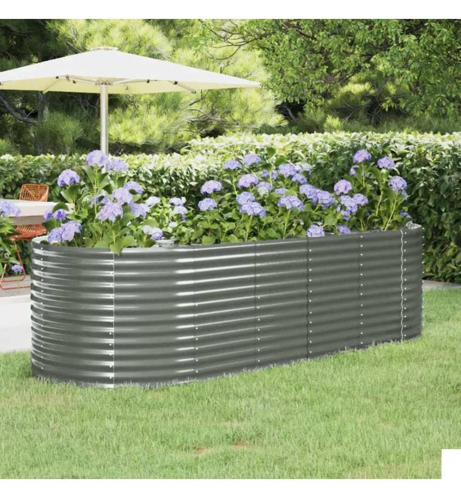 Lit surélevé de jardin Acier galvanisé 249x100x68cm gris