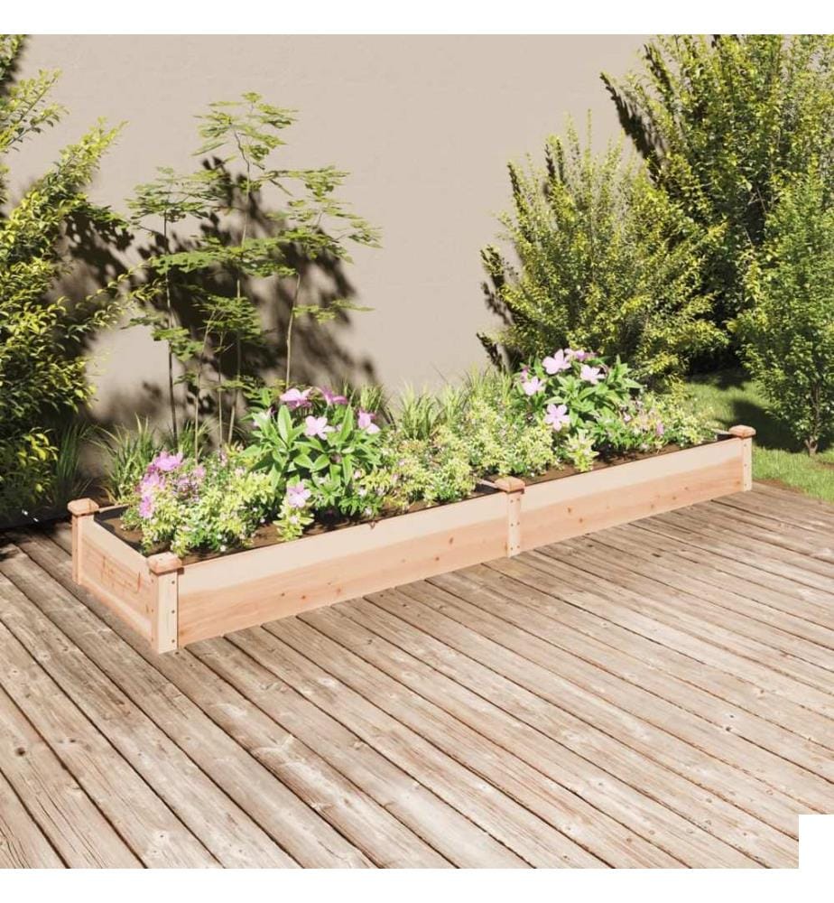 Lit surélevé de jardin doublure 240x60x25 cm bois massif sapin