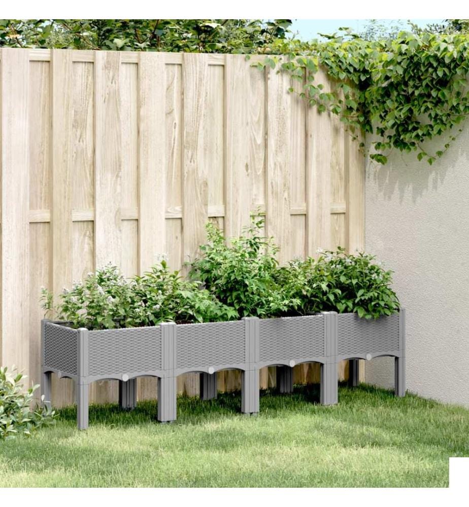Jardinière avec pieds gris clair 160x40x42 cm PP