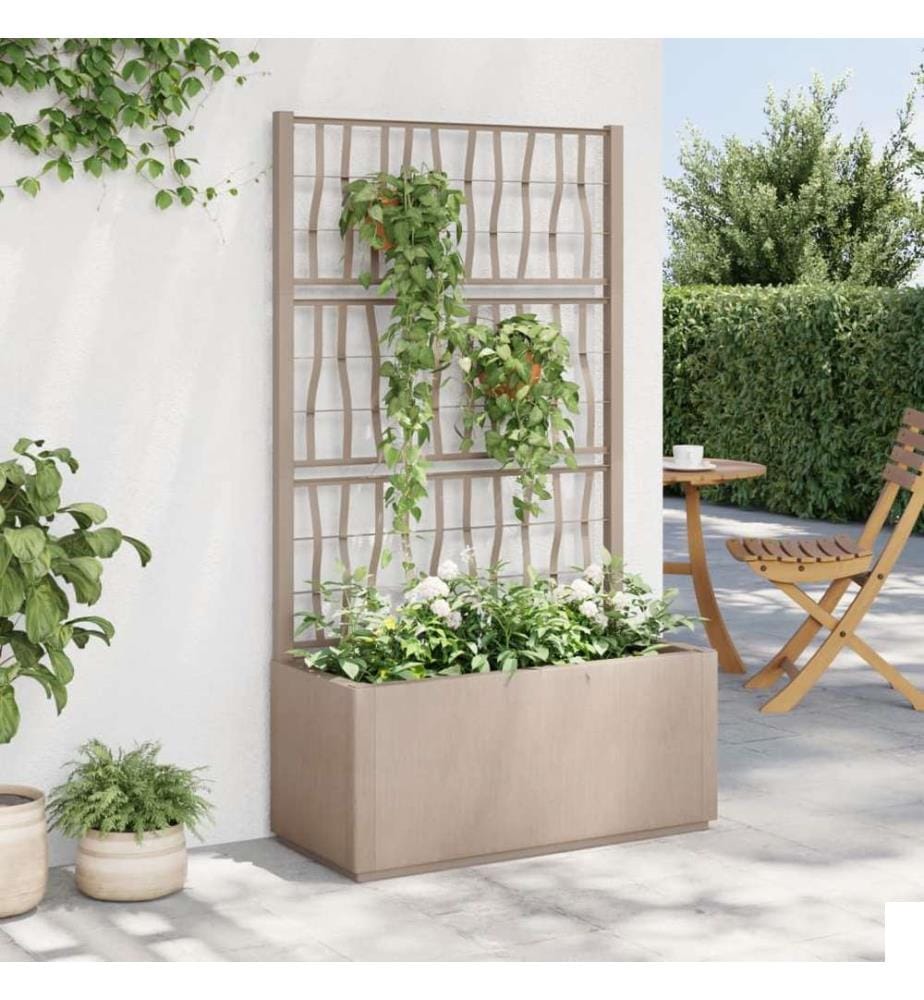 Jardinière avec treillis marron clair 80x36x140 cm PP