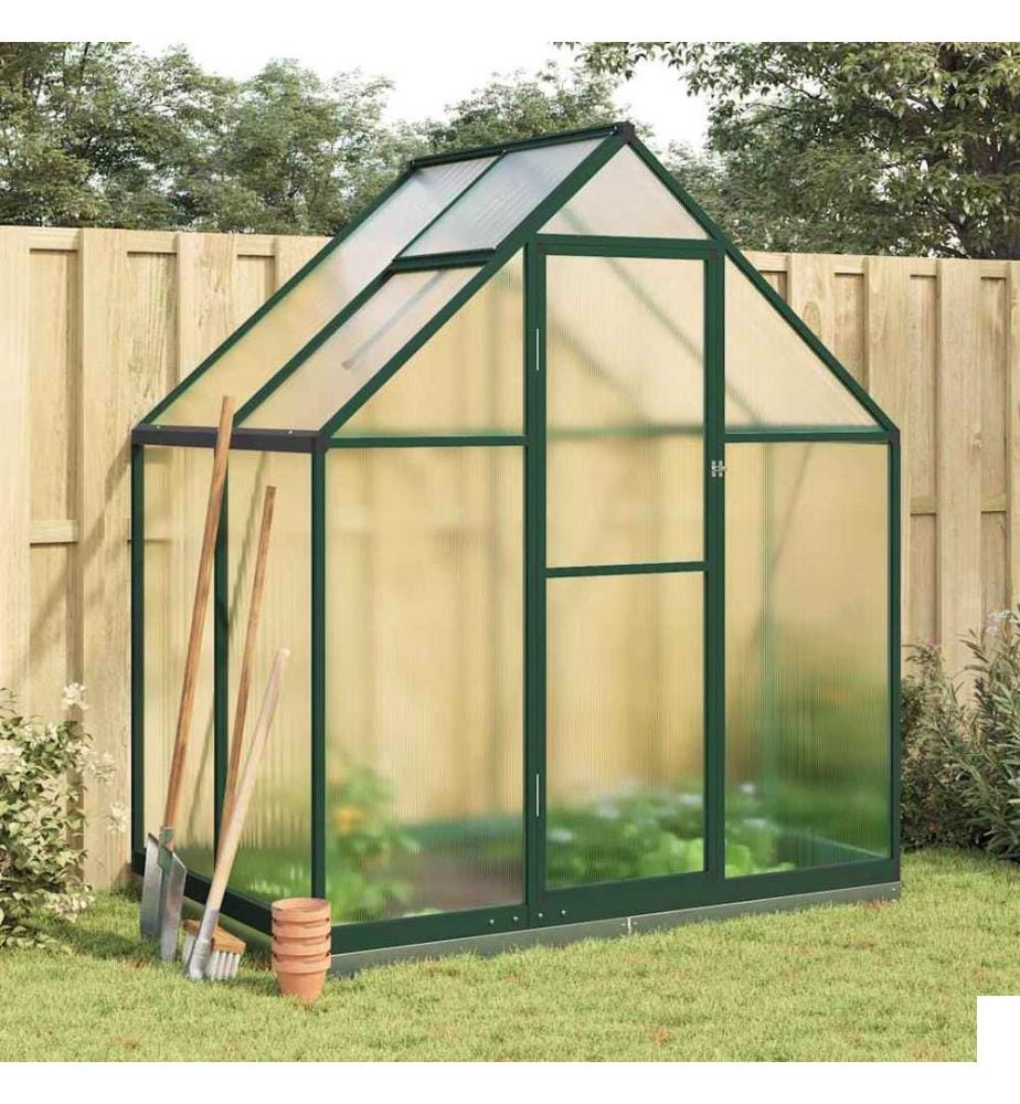 Serre avec cadre de base vert 169x114x202 cm aluminium