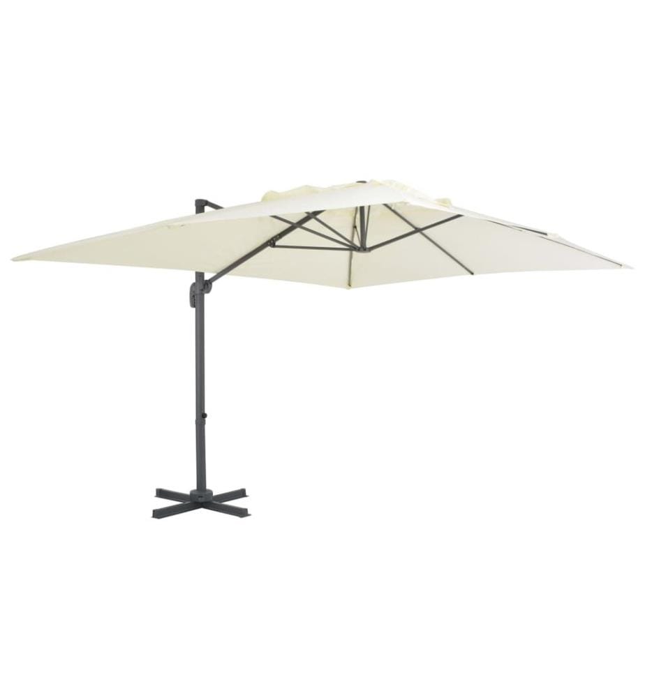 Parasol de jardin déporté avec mât en aluminium 400 x 300 cm Sable