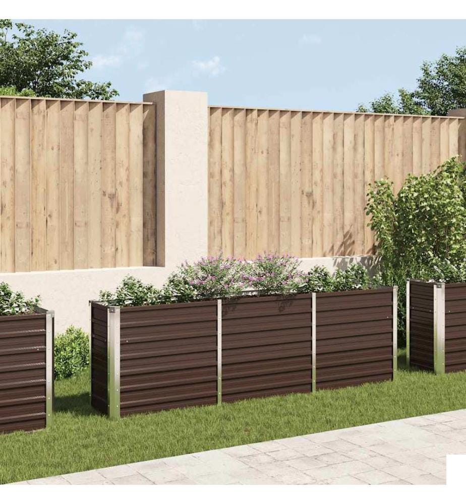 Lit surélevé de jardin Acier galvanisé 240x40x77 cm Marron