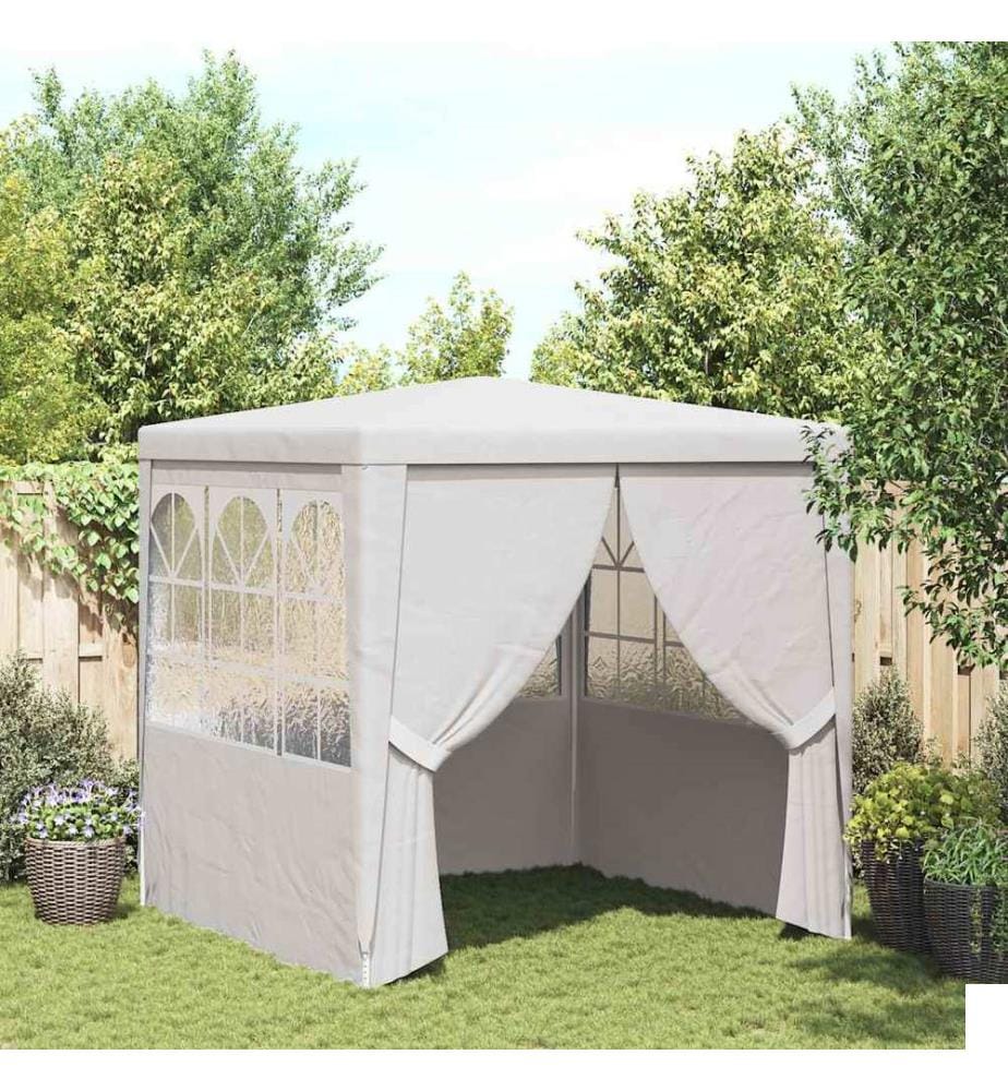 Tente de réception avec parois latérales 2x2 m Blanc 90 g/m²