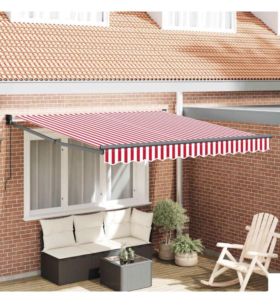 Auvent rétractable Rouge et Blanc 350 x 250 cm