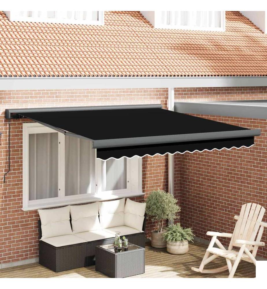 Auvent rétractable Noir 350 x 250 cm Toile et Aluminium