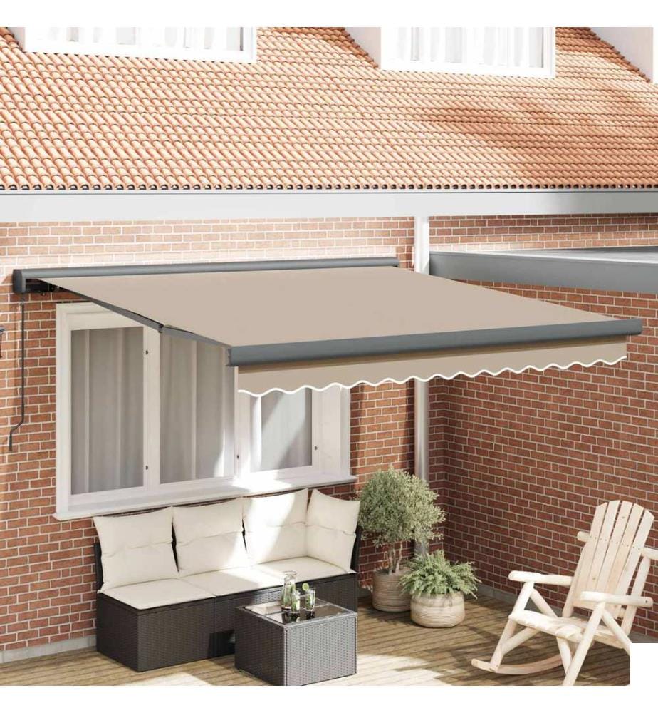 Auvent rétractable Beige 350 x 250 cm Toile et Aluminium