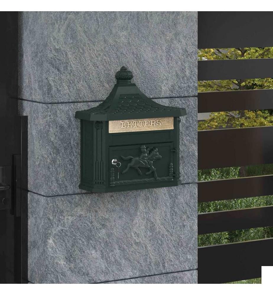 Boîte aux lettres murale Vert 40,5 x 16 x 45 cm Aluminium coulé