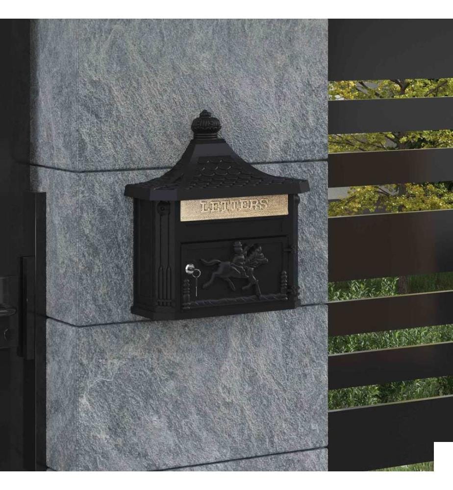 Boîte aux lettres murale Noir 40,5 x 16 x 45 cm Aluminium coulé