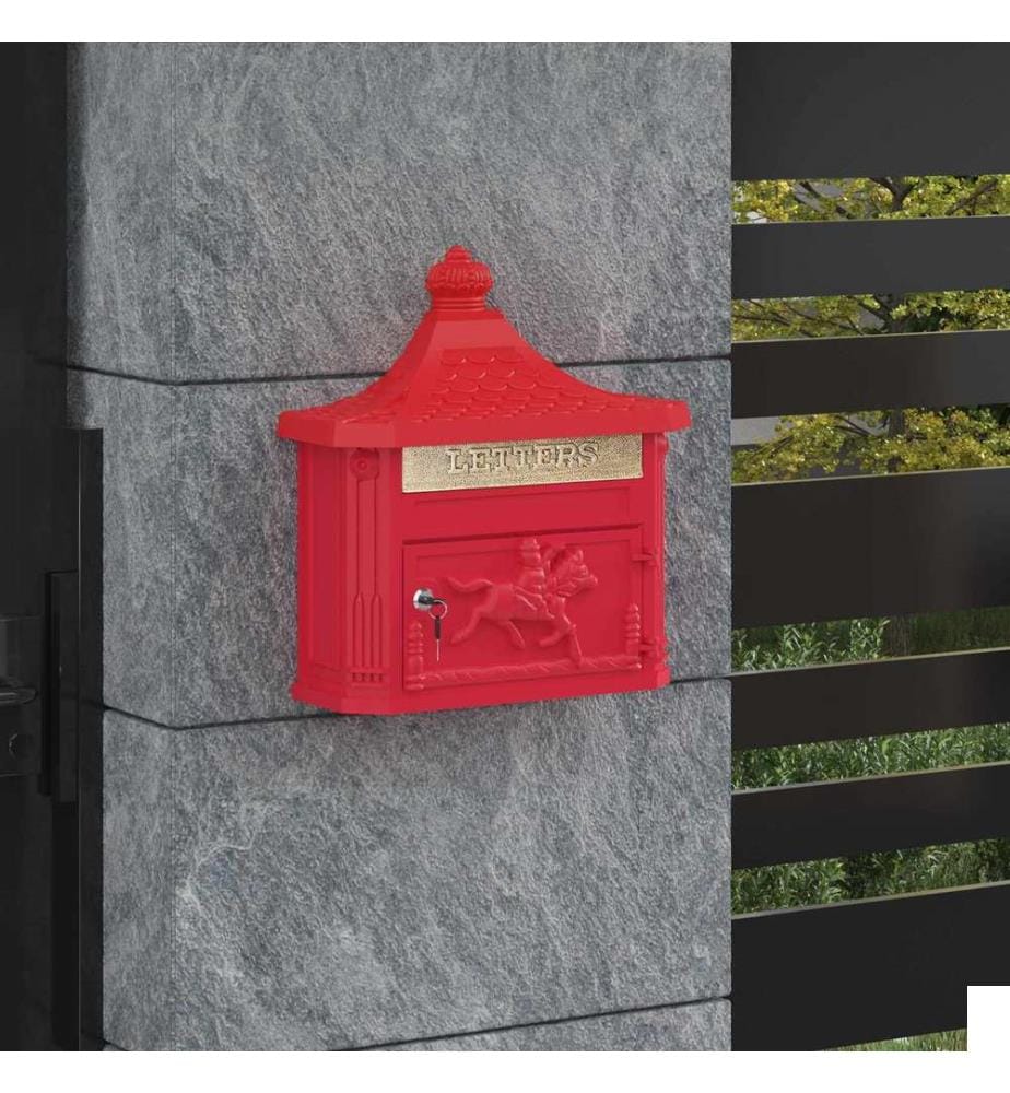Boîte aux lettres murale avec stockage Rouge 40,5 x 16 x 45 cm