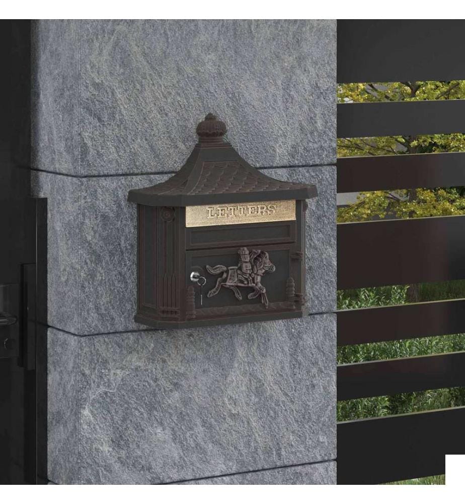 Boîte aux lettres murale avec stockage Bronze 40,5 x 16 x 45 cm