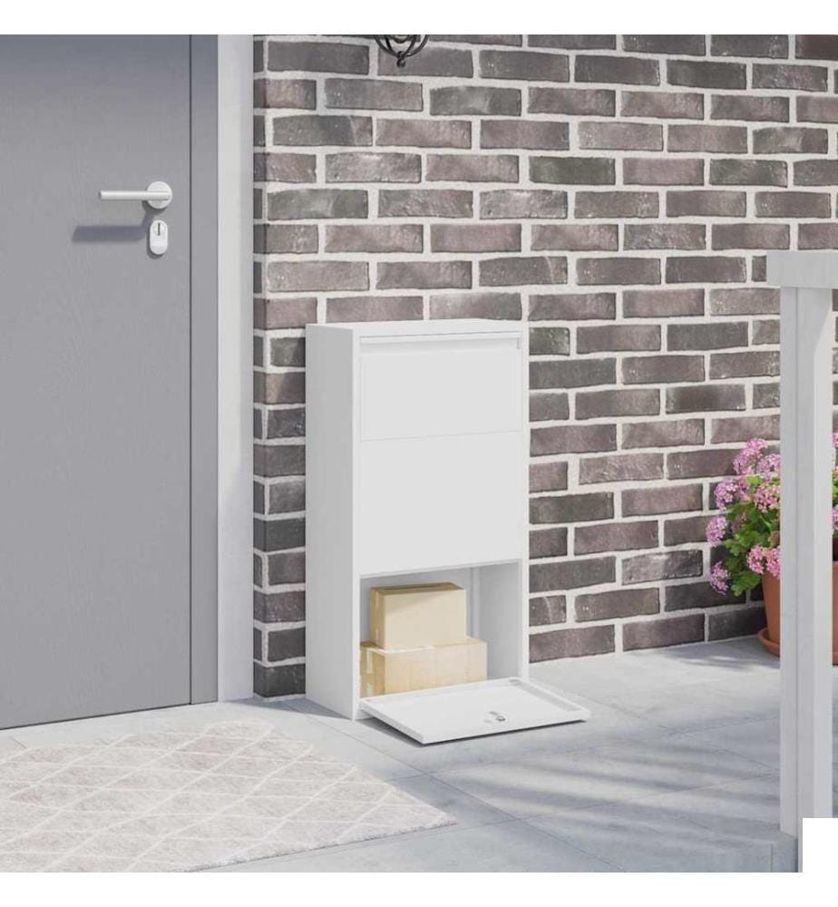 Boîte de dépôt de colis avec porte Blanc 44 x 22 x 82 cm Acier