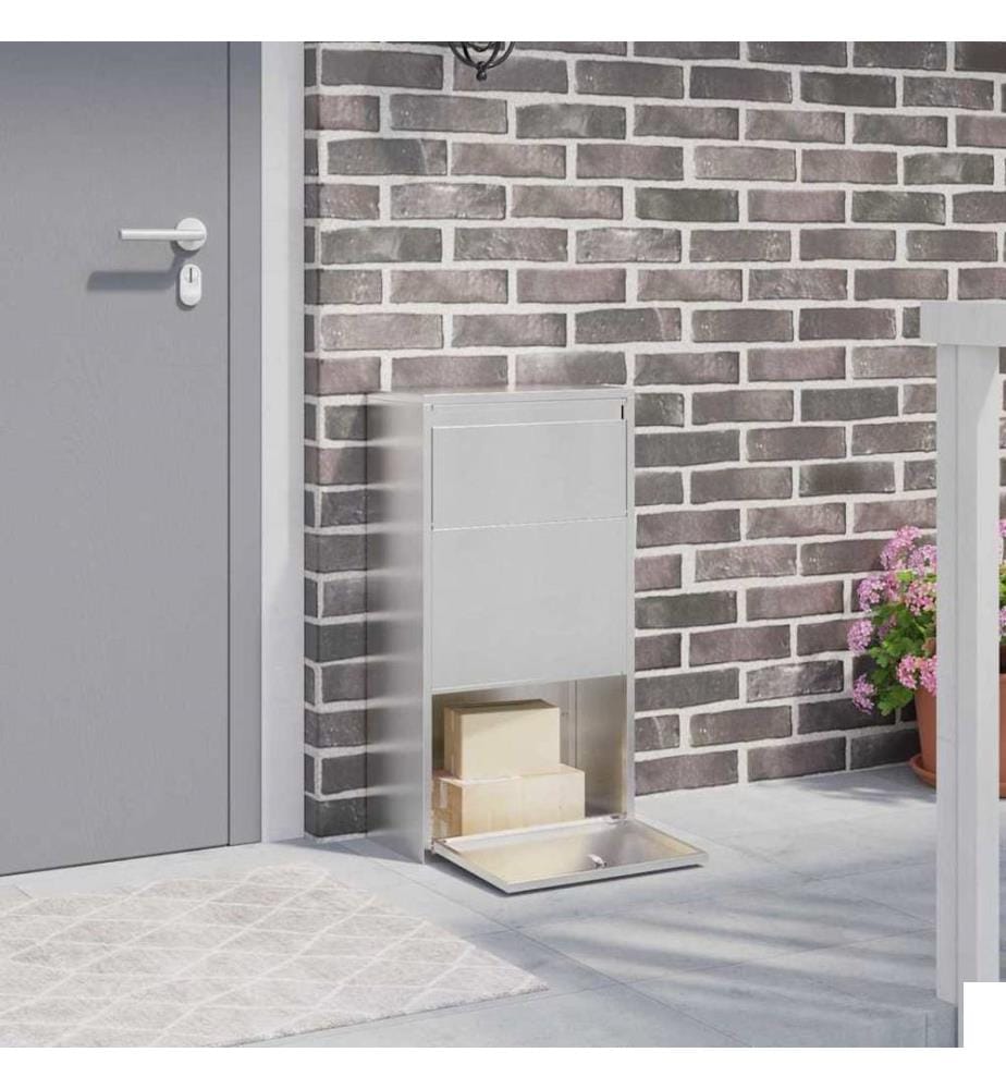 Boîte de dépôt de colis avec stockage Argenté 44 x 22 x 82 cm
