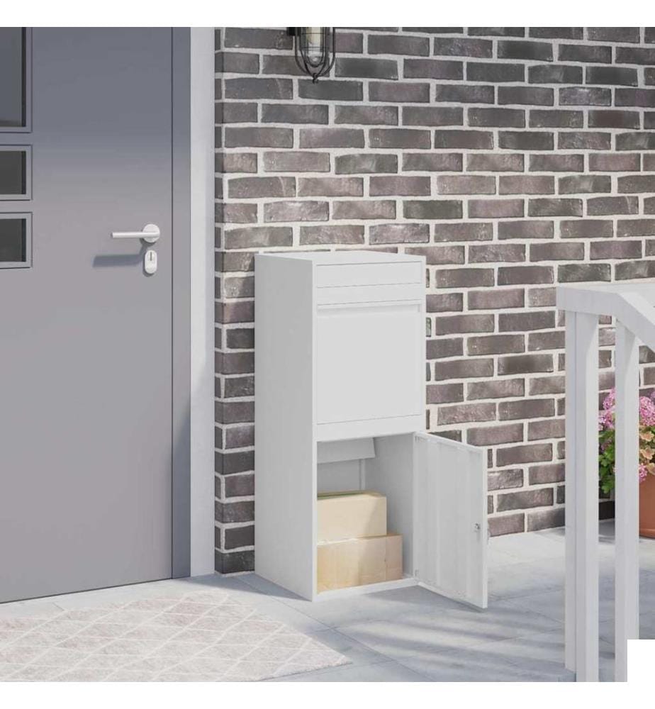 Boîte de dépôt de colis avec porte Blanc 41 x 38 x 103 cm Acier