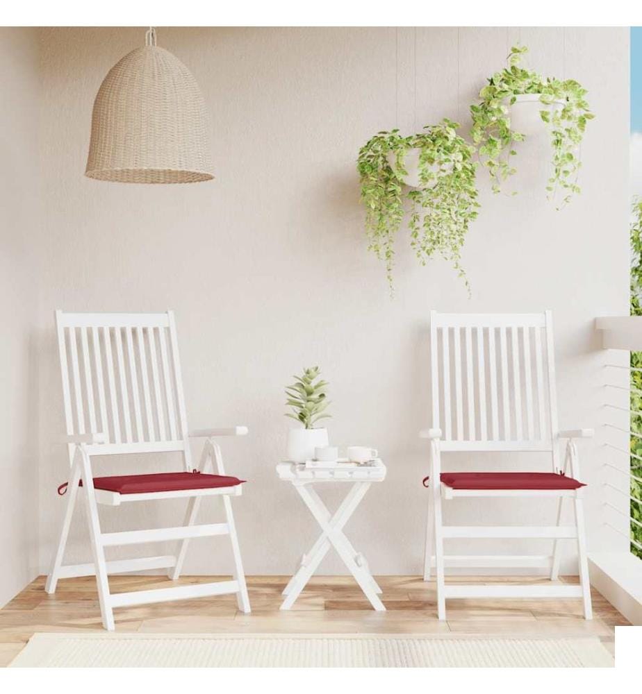 Coussins de chaise de jardin lot de 2 rouge bordeaux 40x40x4 cm