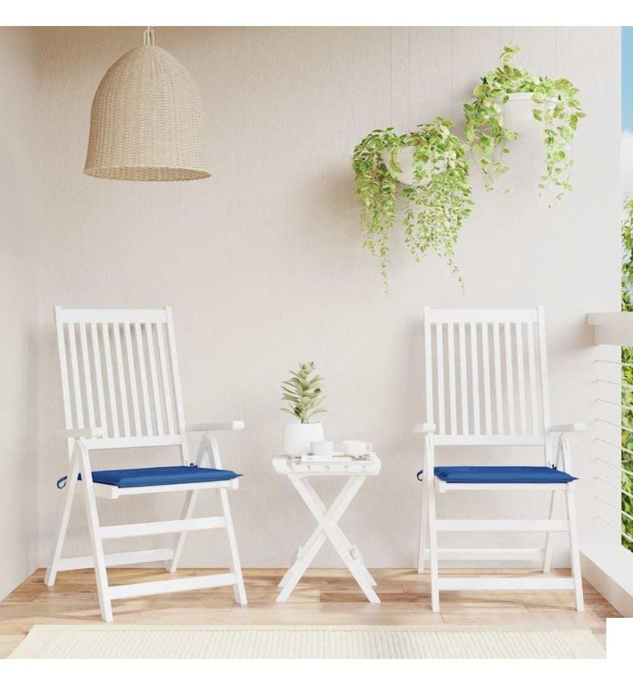 Coussins de chaise de jardin lot de 2 bleu royal 40x40x4 cm