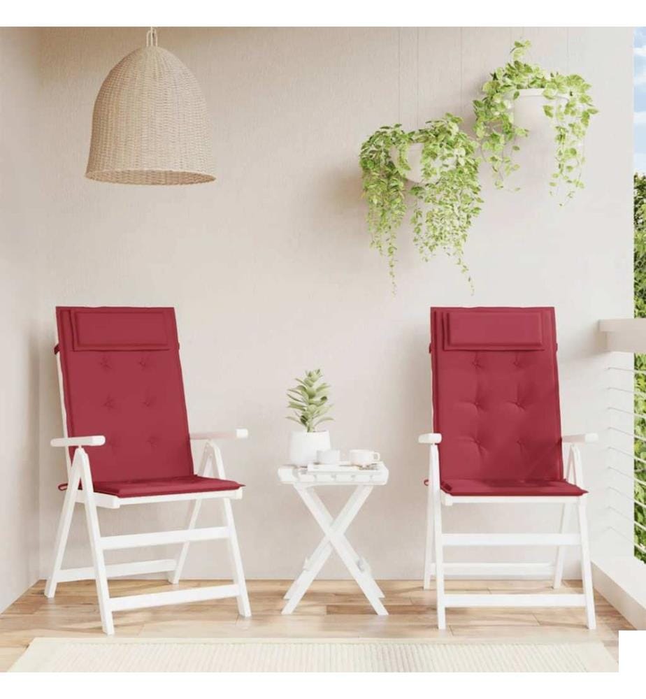 Coussins de chaise à dossier haut lot de 2 rouge bordeaux