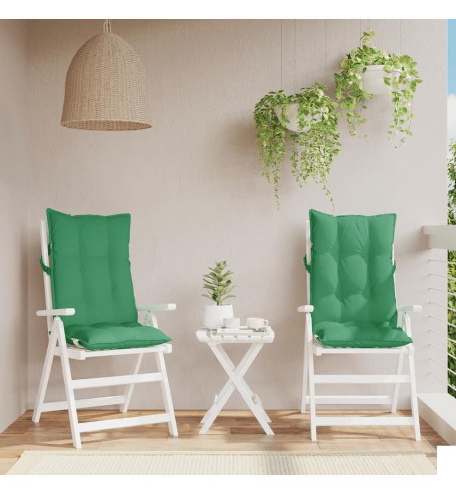 Coussins de chaise à dossier haut lot de 2 vert tissu oxford