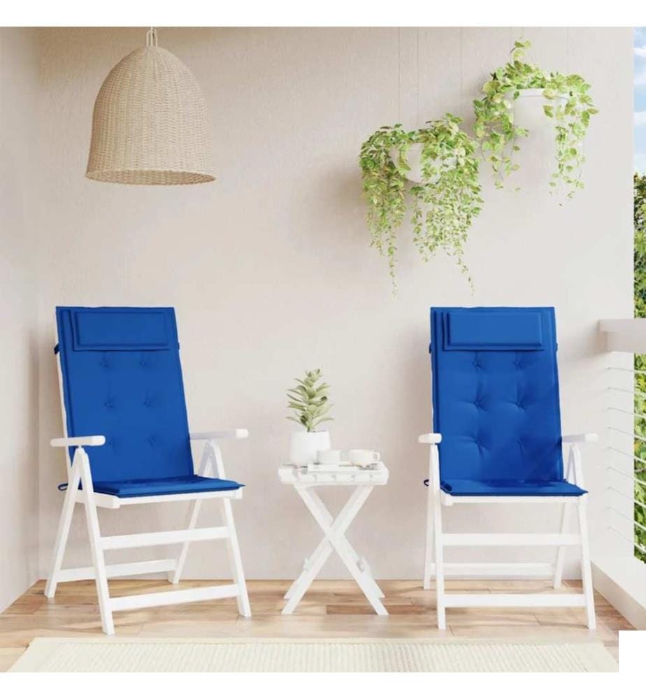 Coussins de chaise à dossier haut lot de 2 bleu royal