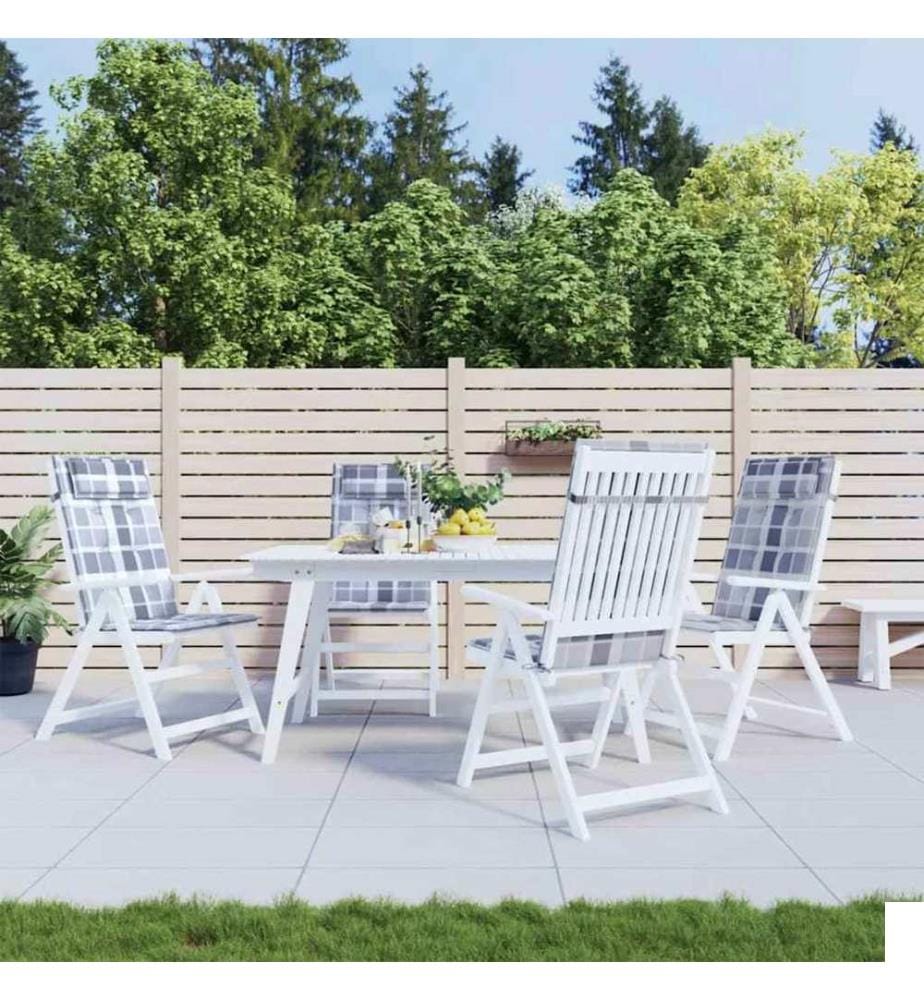Coussins de chaise à dossier haut lot de 4 carreaux gris