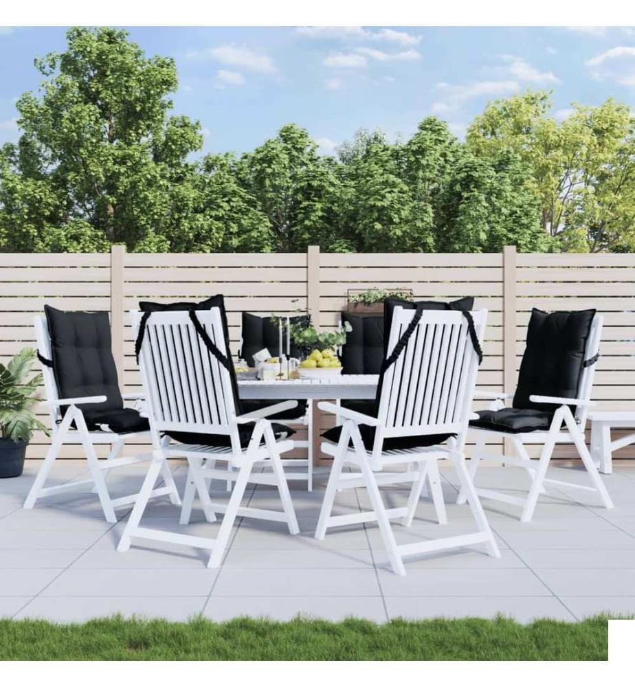 Coussins de chaise à dossier haut lot de 6 noir tissu oxford