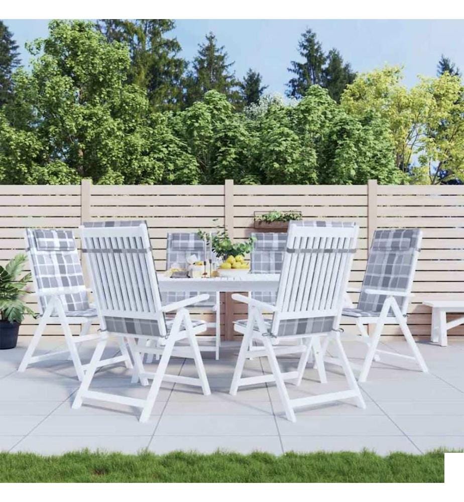 Coussins de chaise à dossier haut lot de 6 carreaux gris