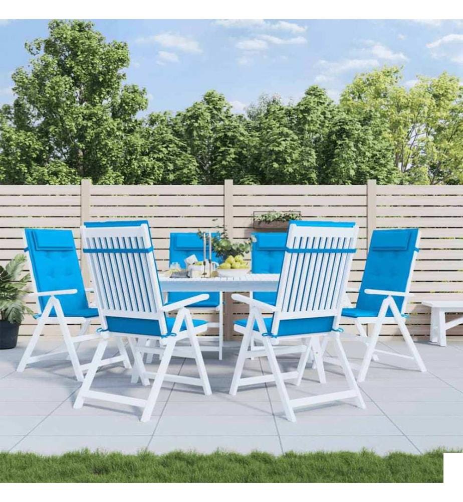 Coussins de chaise à dossier haut lot de 6 bleu clair