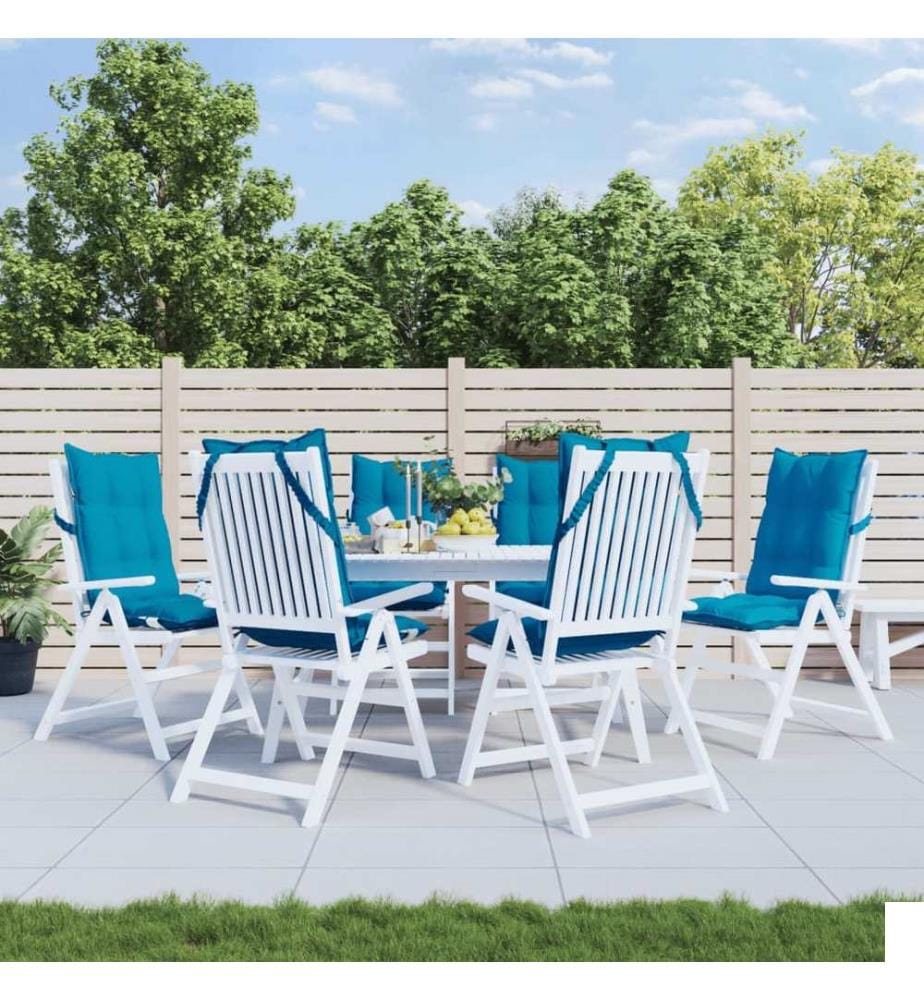 Coussins de chaise à dossier haut lot de 6 bleu clair