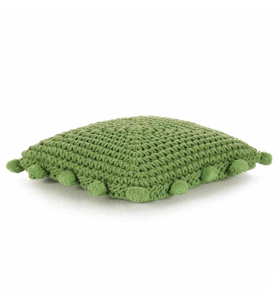 Coussin de jeté Basketweave avec oreiller Vert 50 x 50 cm Coton