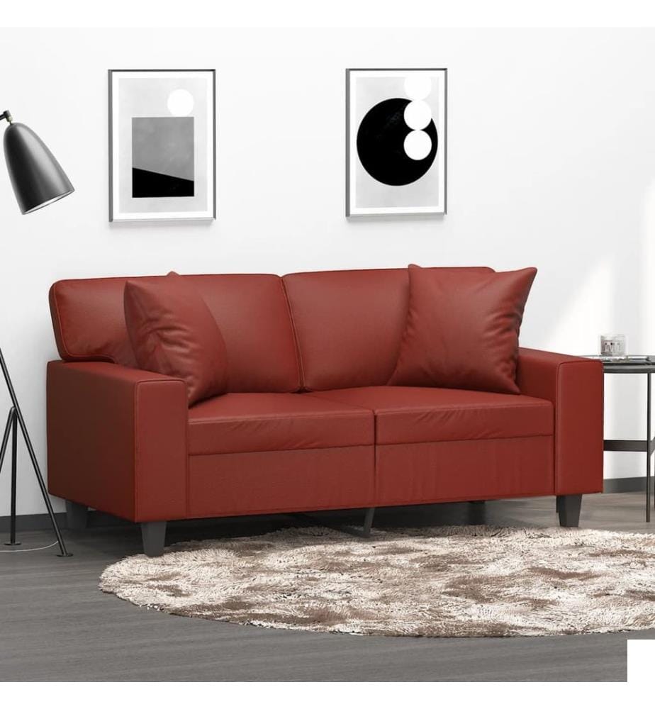 Coussins décoratifs lot de 2 Rouge bordeaux 40x40 cm Similicuir
