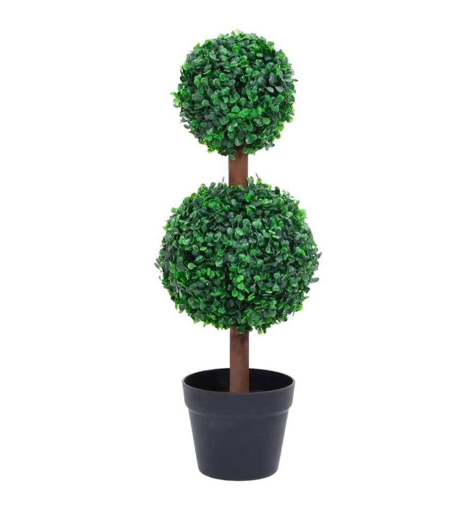 Plante de buis artificiel avec pot Forme de boule Vert 60 cm