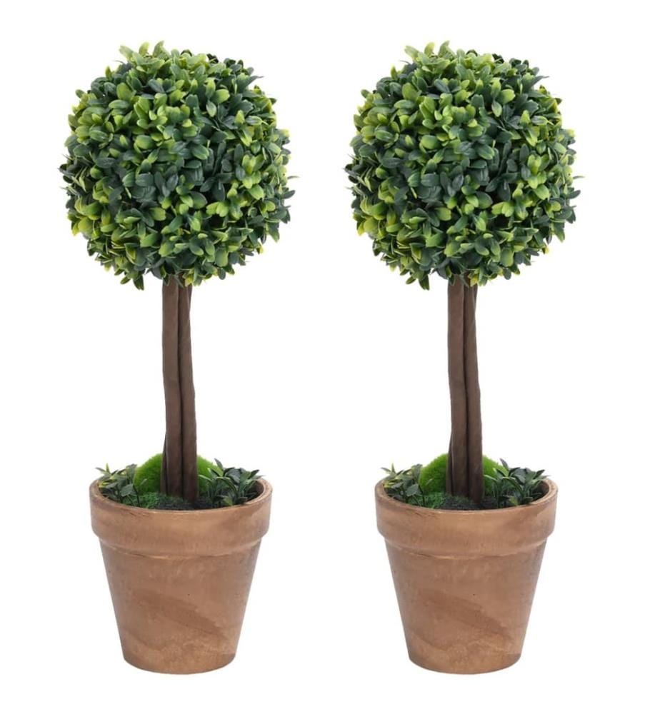 Plantes de buis artificiel 2 pcs avec pots Boule Vert 56 cm