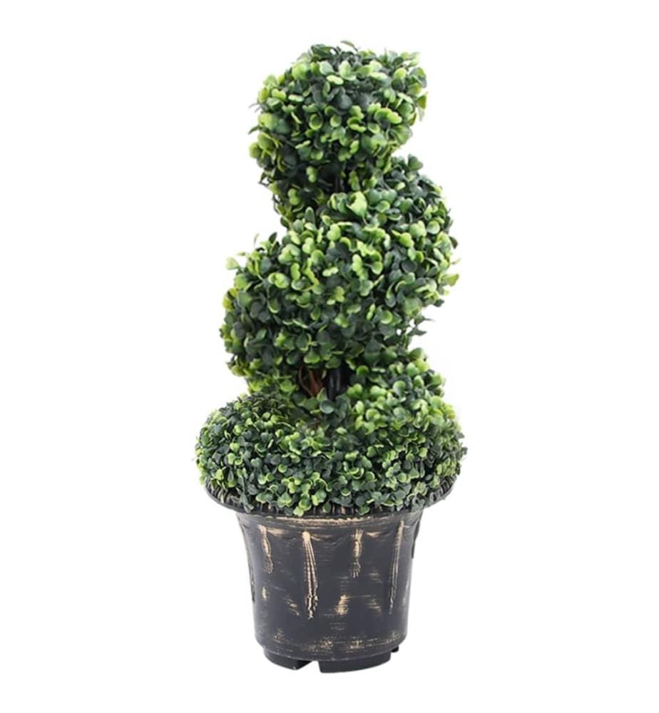 Plante de buis artificiel en spirale avec pot Vert 59 cm