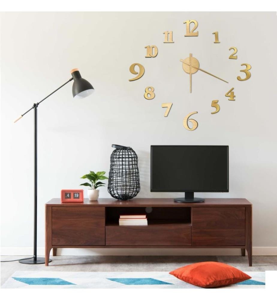 Horloge murale 3D Design moderne Doré 100 cm XXL