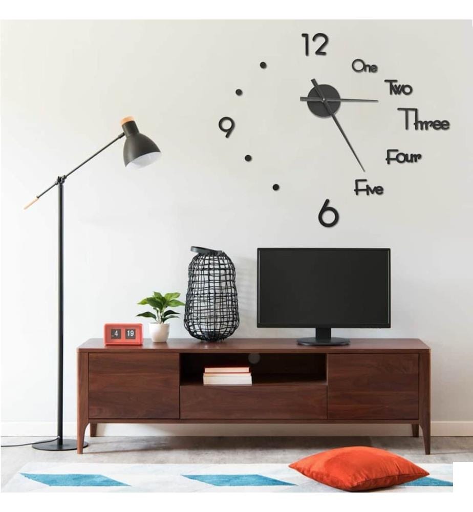 Horloge murale 3D Design moderne Noir 100 cm XXL