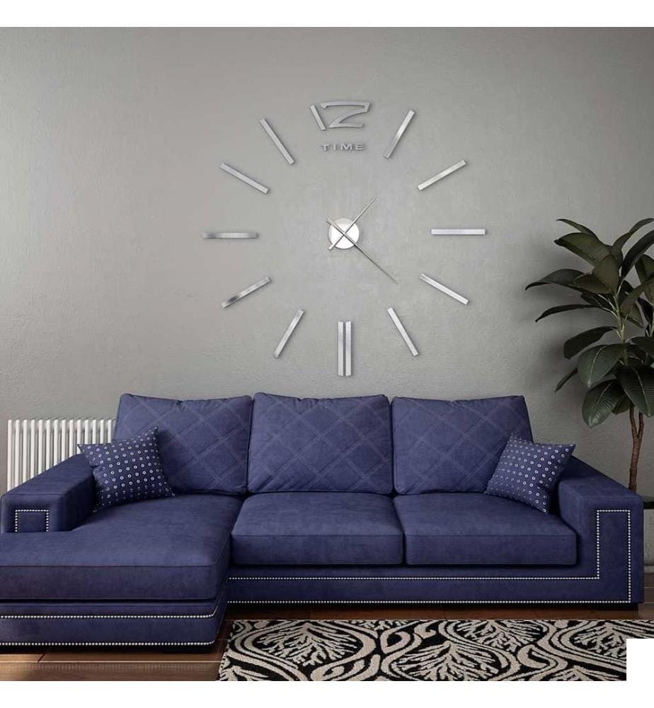 Horloge murale 3D Design moderne 100 cm XXL Argenté