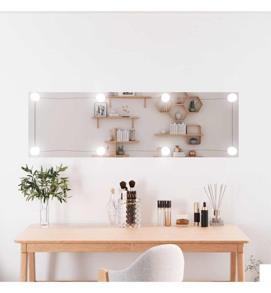 Miroir mural avec lumières LED 30x100 cm verre rectangulaire